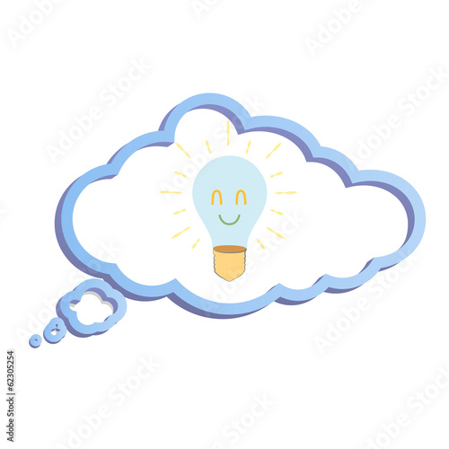 Bulb inside speech bubble. Vector Design