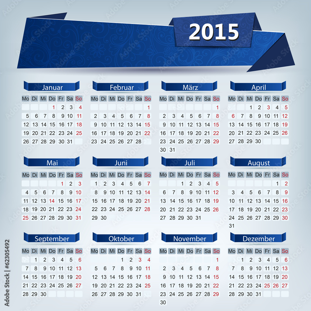 Kalender 2015 ,Floral Textfeld Stock-Vektorgrafik | Adobe Stock