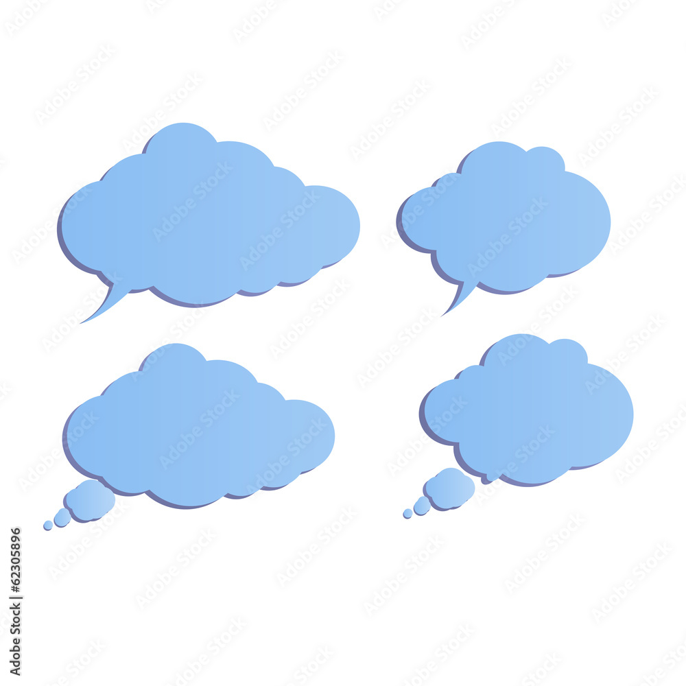 Obraz premium Blue speech bubble on white isolated background. Vector design.