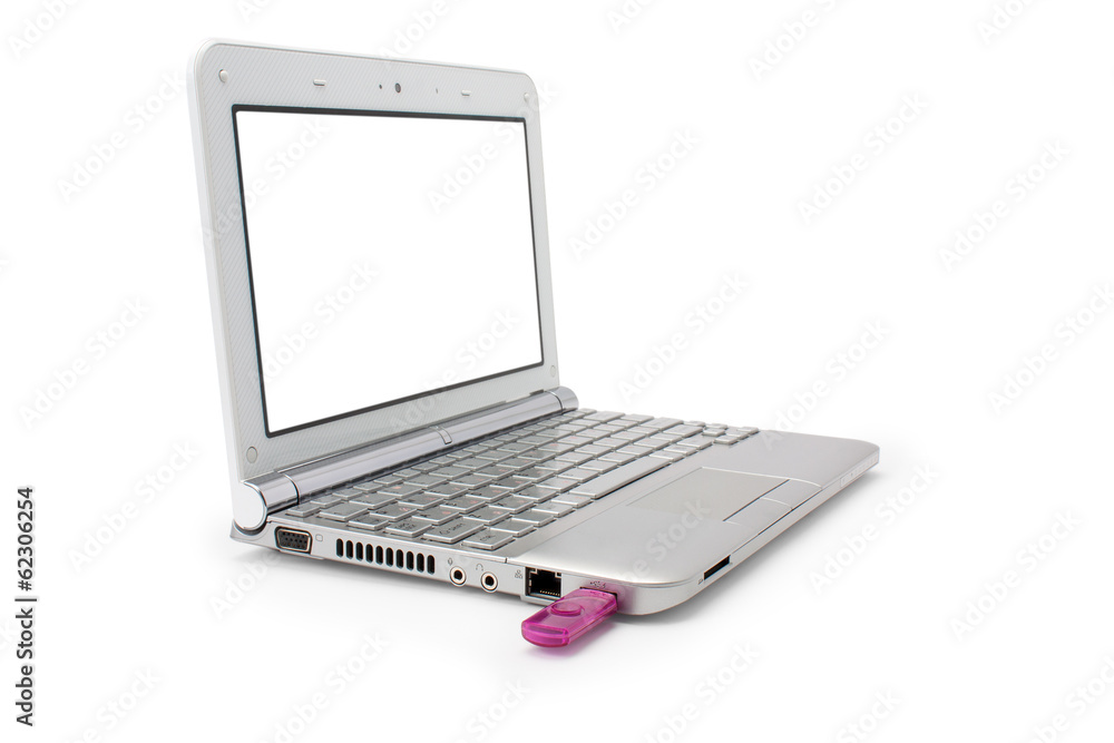 netbook with white monitor and usb netbook with white monitor and usb