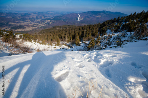 Fototapeta Naklejka Na Ścianę i Meble -  Beautiful winter sunny photo taken in Beskid mountains