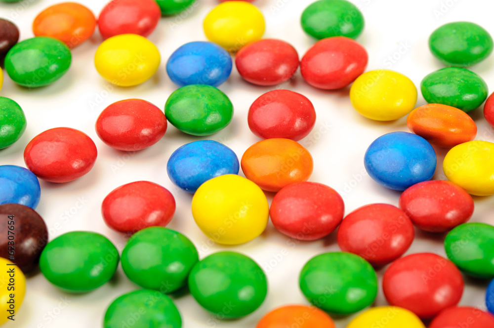 Vibrant picture of different color coated candies Vibrant picture of different color coated candies