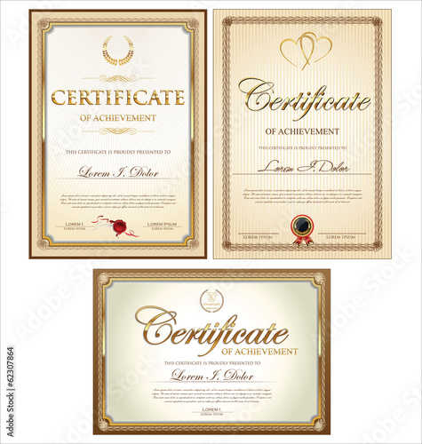 Certificate template, set