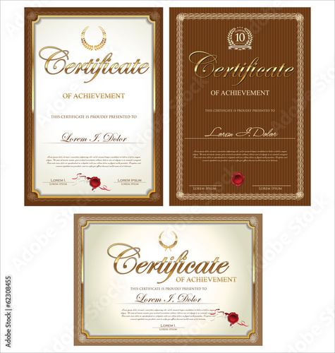 Brown certificate template, set