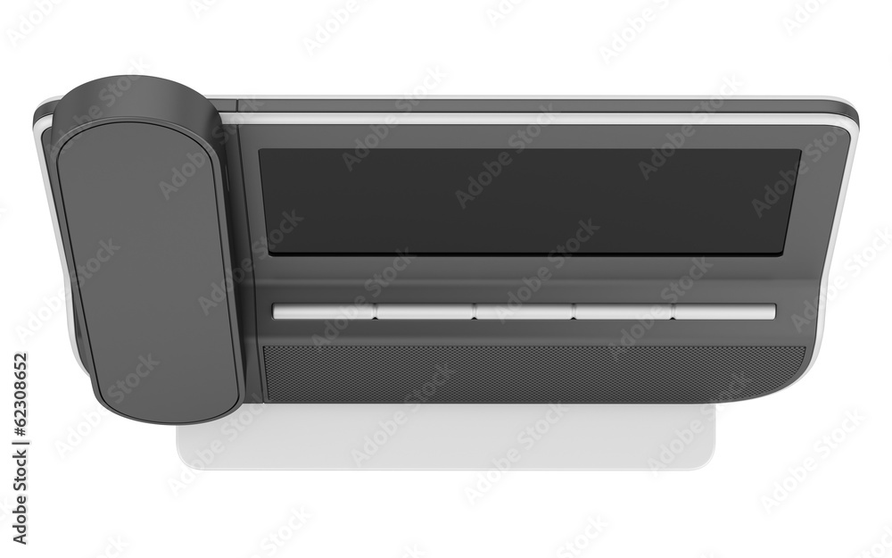 top view of modern office phone isolated on white background top view of modern office phone isolated on white background
