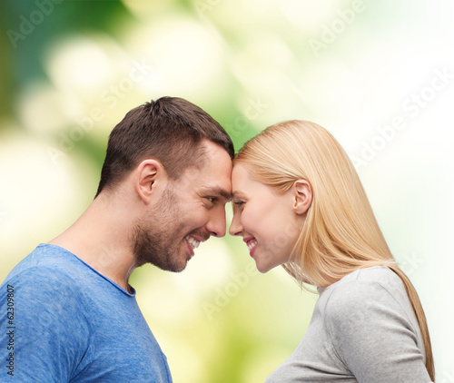 smiling couple looking at each other