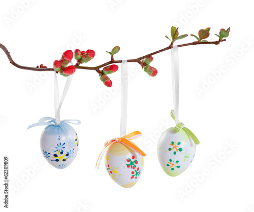 Easter eggs on a flowering branch