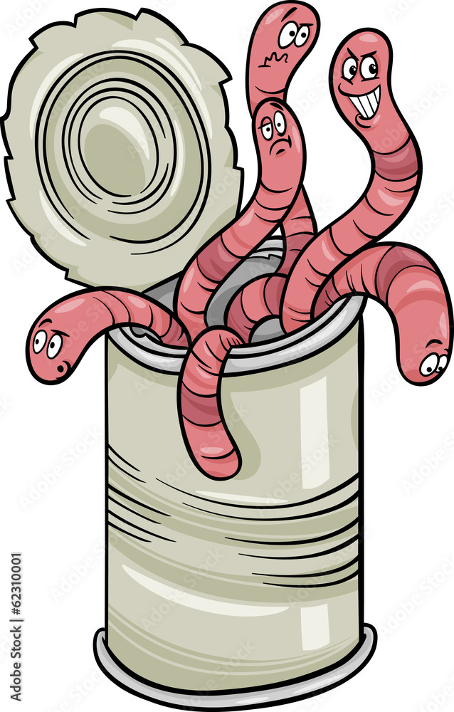 Wall Mural can of worms saying cartoon