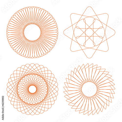 Vector rosettes collection. certificate design elements.