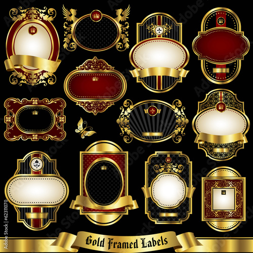 Gold framed labels set 1