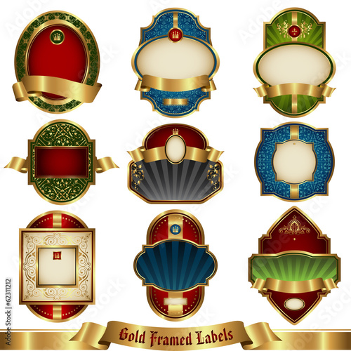 Gold framed labels set 4