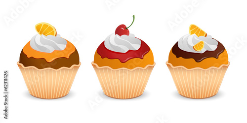 Set of three cupcakes