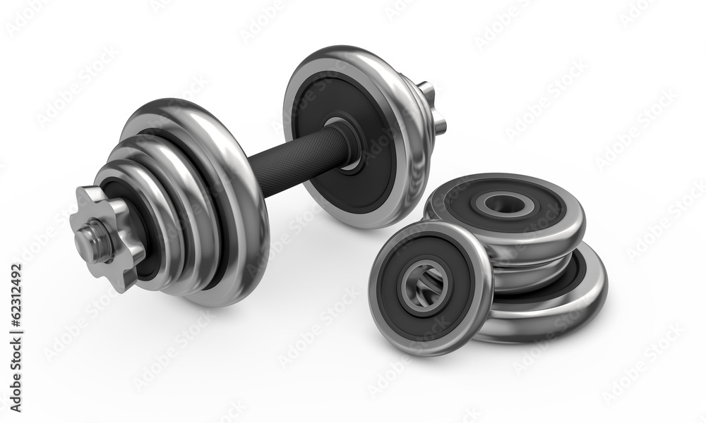 Metal dumbbell isolated on white background Metal dumbbell isolated on white background
