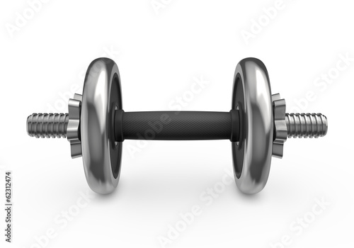 Metal dumbbell isolated on white background