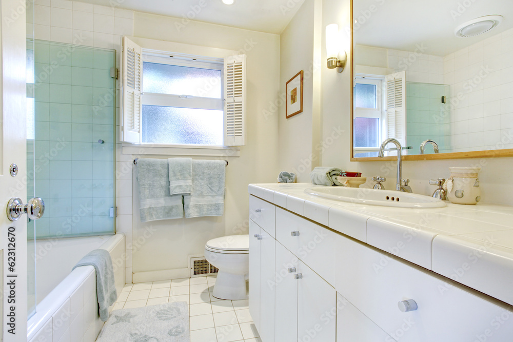 Refreshing white bathroom with window Refreshing white bathroom with window