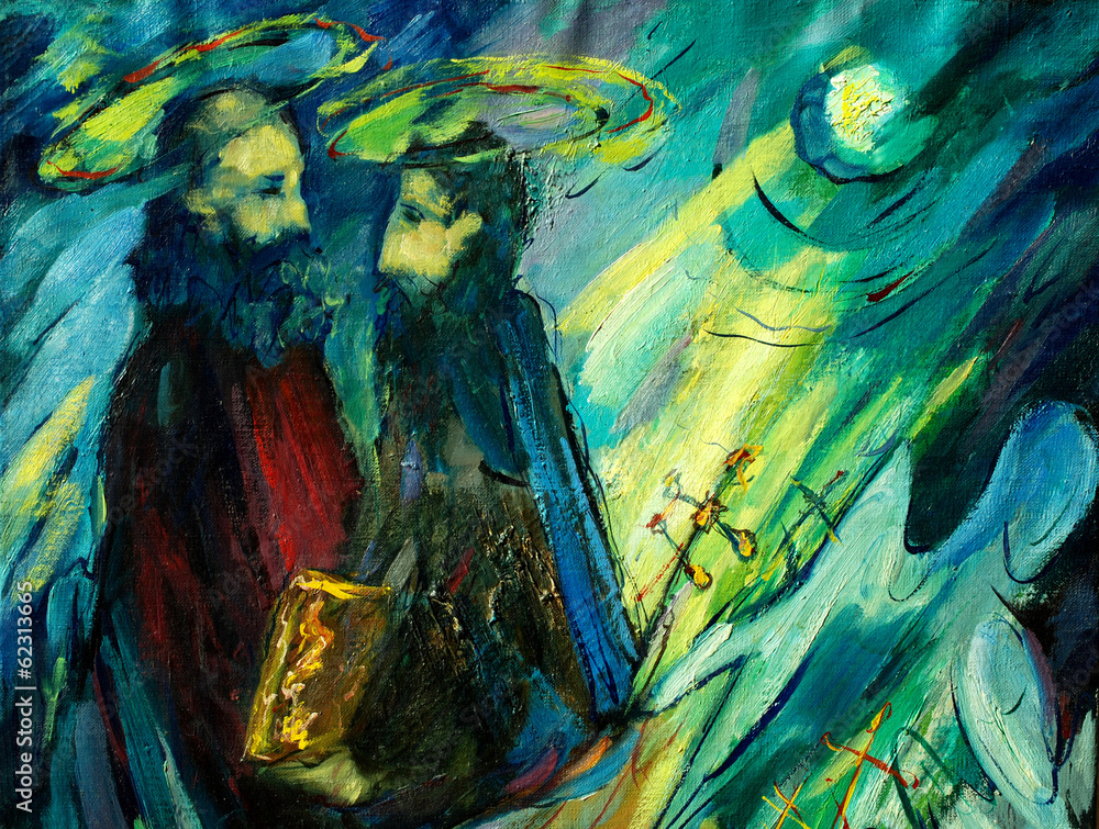 peter and paul , painting by oil on canvas, illustration