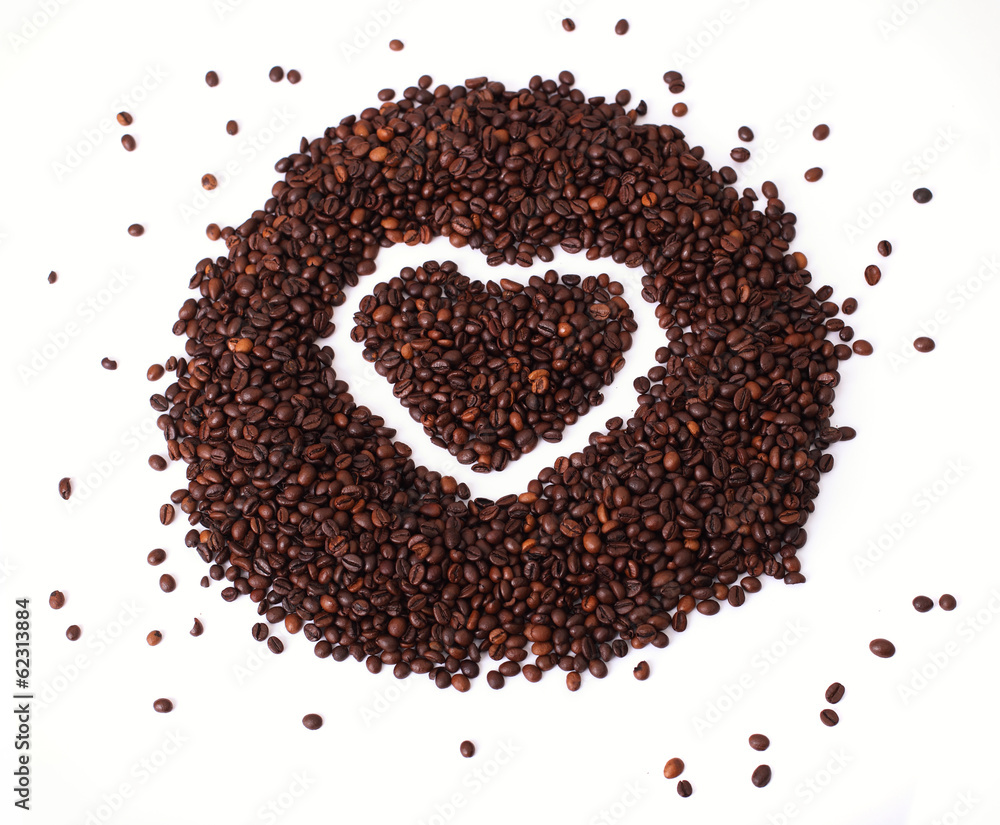 Coffe beans heart shape on isolated Coffe beans heart shape on isolated