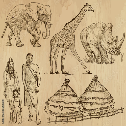 SOUTH AFRICA_3. Set of hand drawn illustrations into vectors