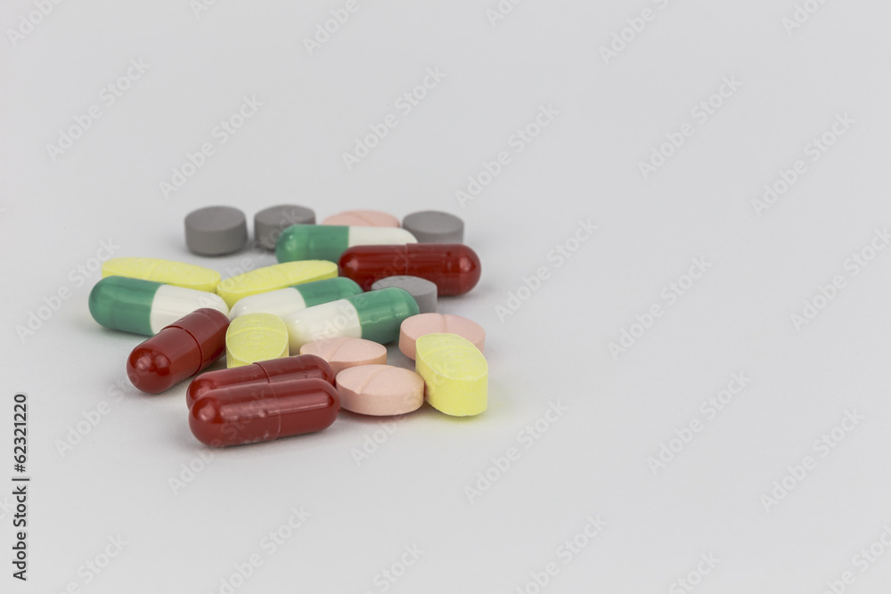Pile of Pills on White Pile of Pills on White