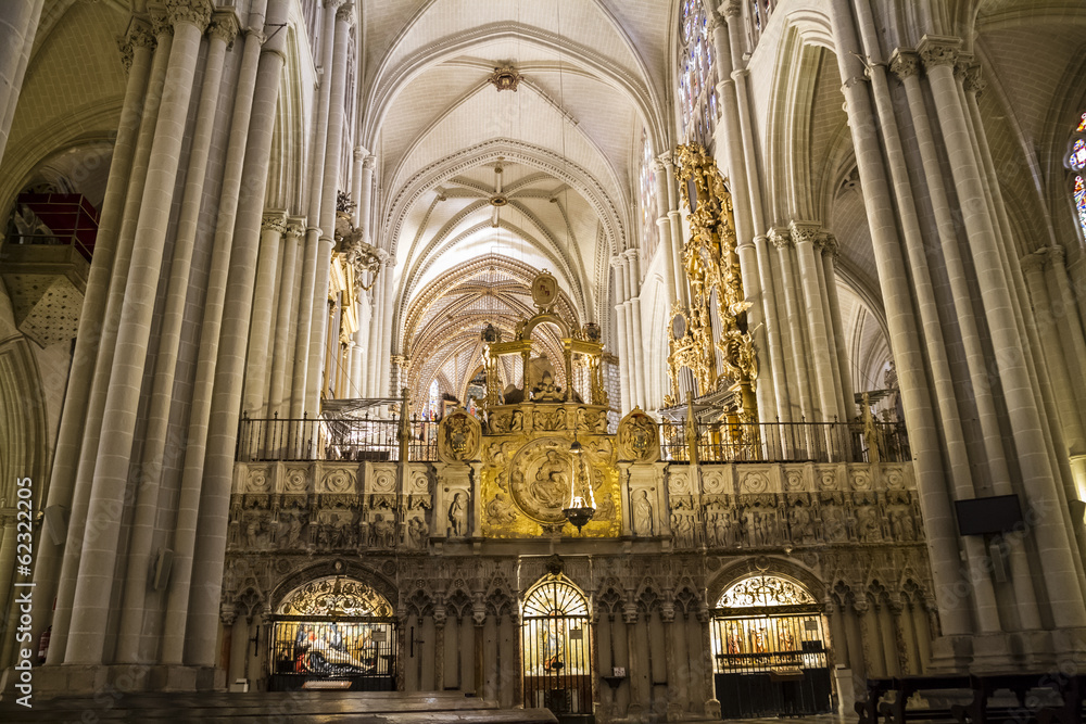 Majestic interior of the Cathedral Toledo, Spain. Declared World
