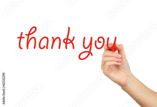 Thank you hand writing on transparent board