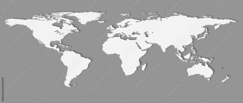 3d vector world map illustration.
