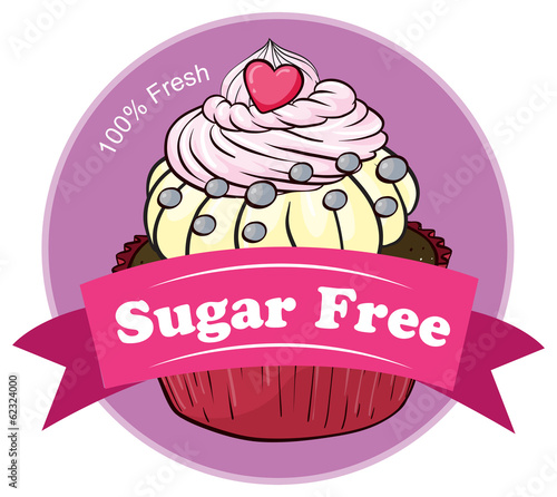A mouthwatering cupcake with a sugar free label