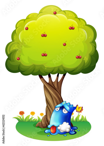 A poisoned blue monster under the tree