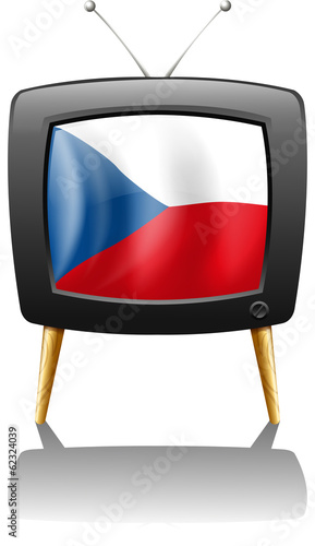 The flag of Czech Republic inside the television