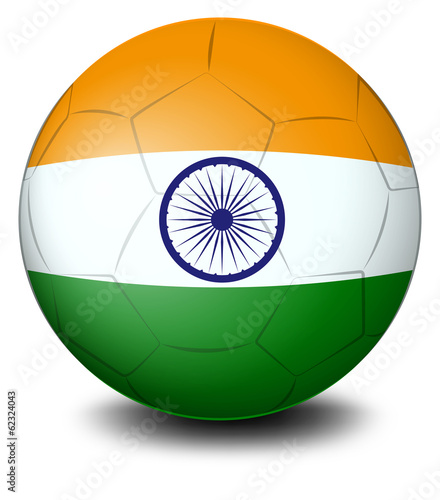A soccer ball with the flag of India