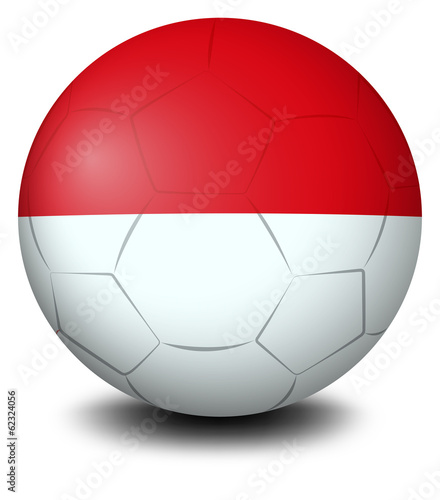 A soccer ball with the Indonesian flag