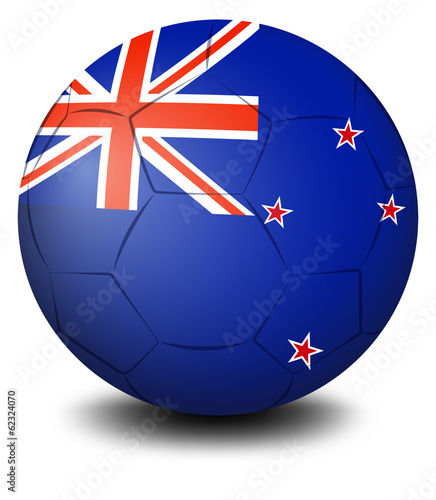 A soccer ball with the flag of New Zealand