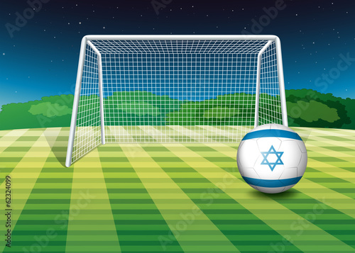 A football field with the flag of Israel