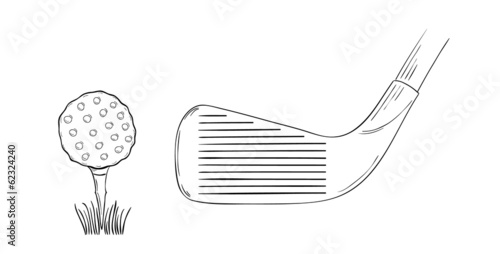 sketch of the golf ball and golf club