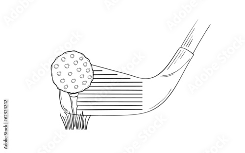 sketch of the golf ball and golf club