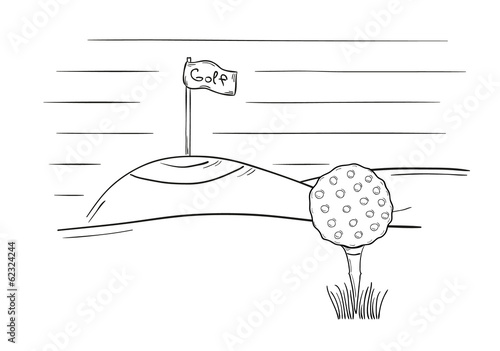 sketch of the golf ball and flag