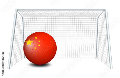 A soccer ball with the flag of China
