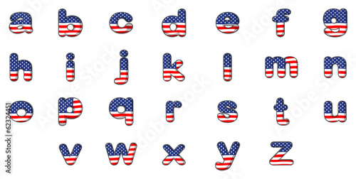 Letters of the alphabet with the American flag design