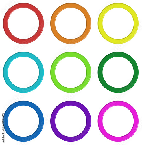 Nine colorful rings
