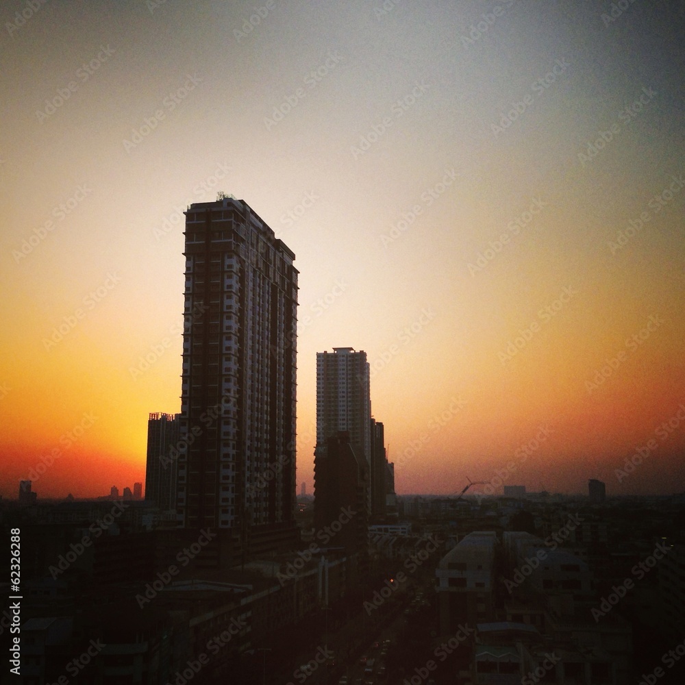 silhouette scenic of hi-rise building