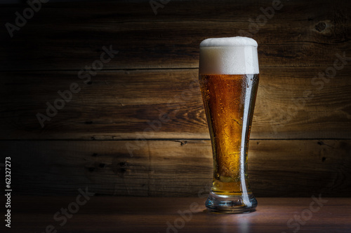 beer glass on a wooden background