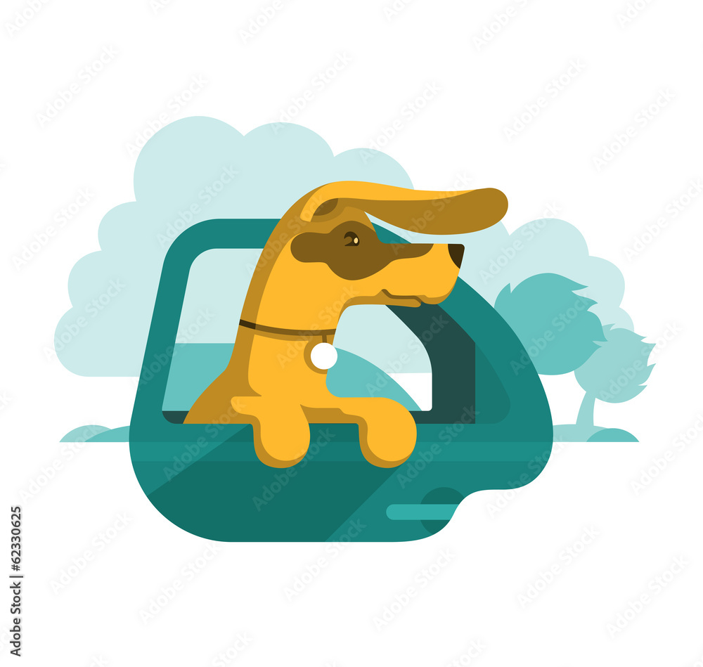 Dog is looking out of car window Dog is looking out of car window