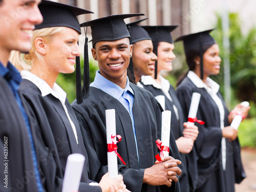 multiracial university students graduation