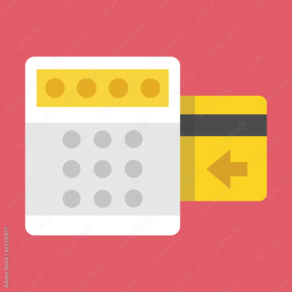 Vector Insert Card and Enter PIN Code Icon Vector Insert Card and Enter PIN Code Icon