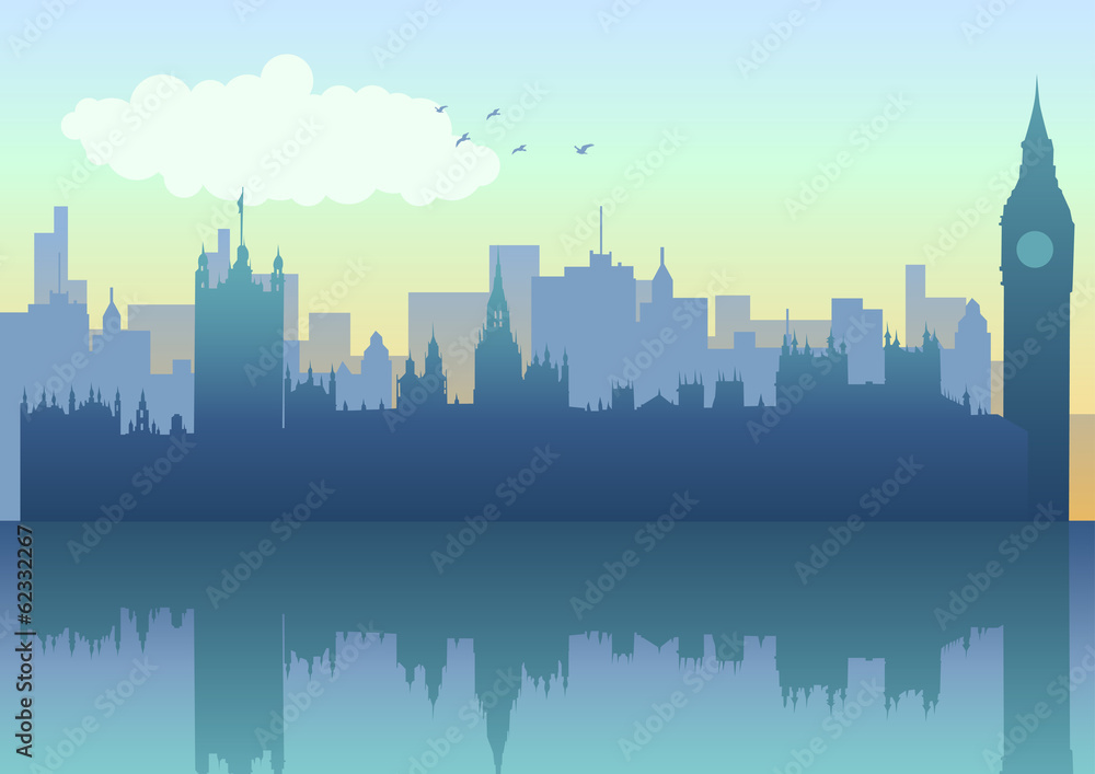 Illustration of London skyline in silhouette