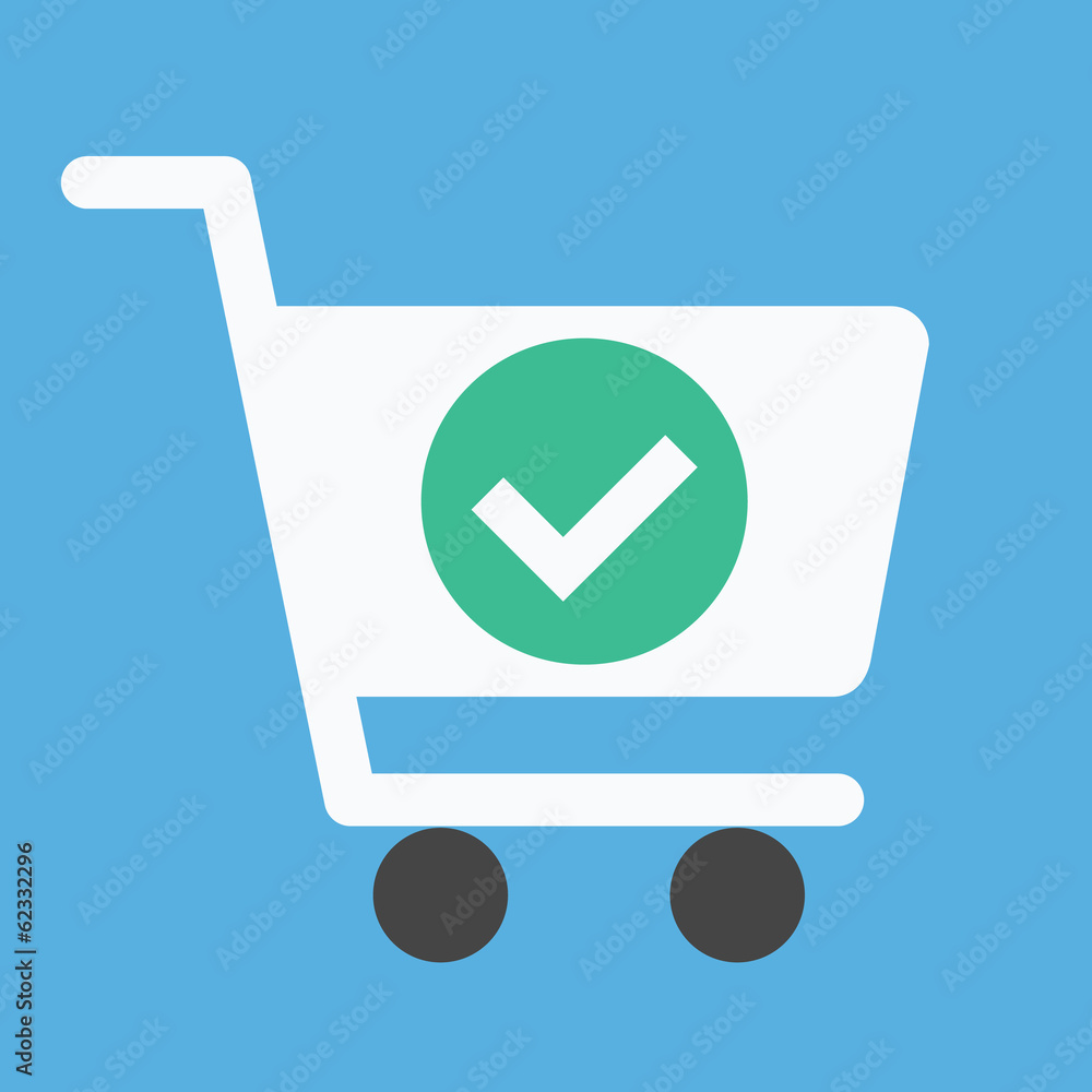 Vector Shopping Cart and Check Mark Icon Vector Shopping Cart and Check Mark Icon