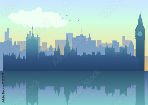 Illustration of London skyline in silhouette