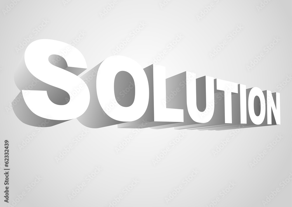 The word solution over white background The word solution over white background