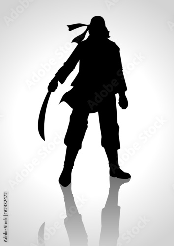 Silhouette illustration of a man holding a sabre