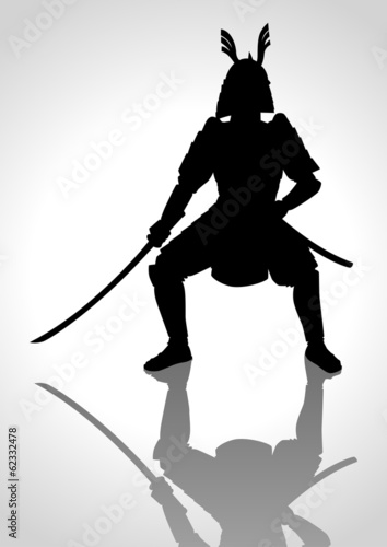 Silhouette illustration of a samurai general